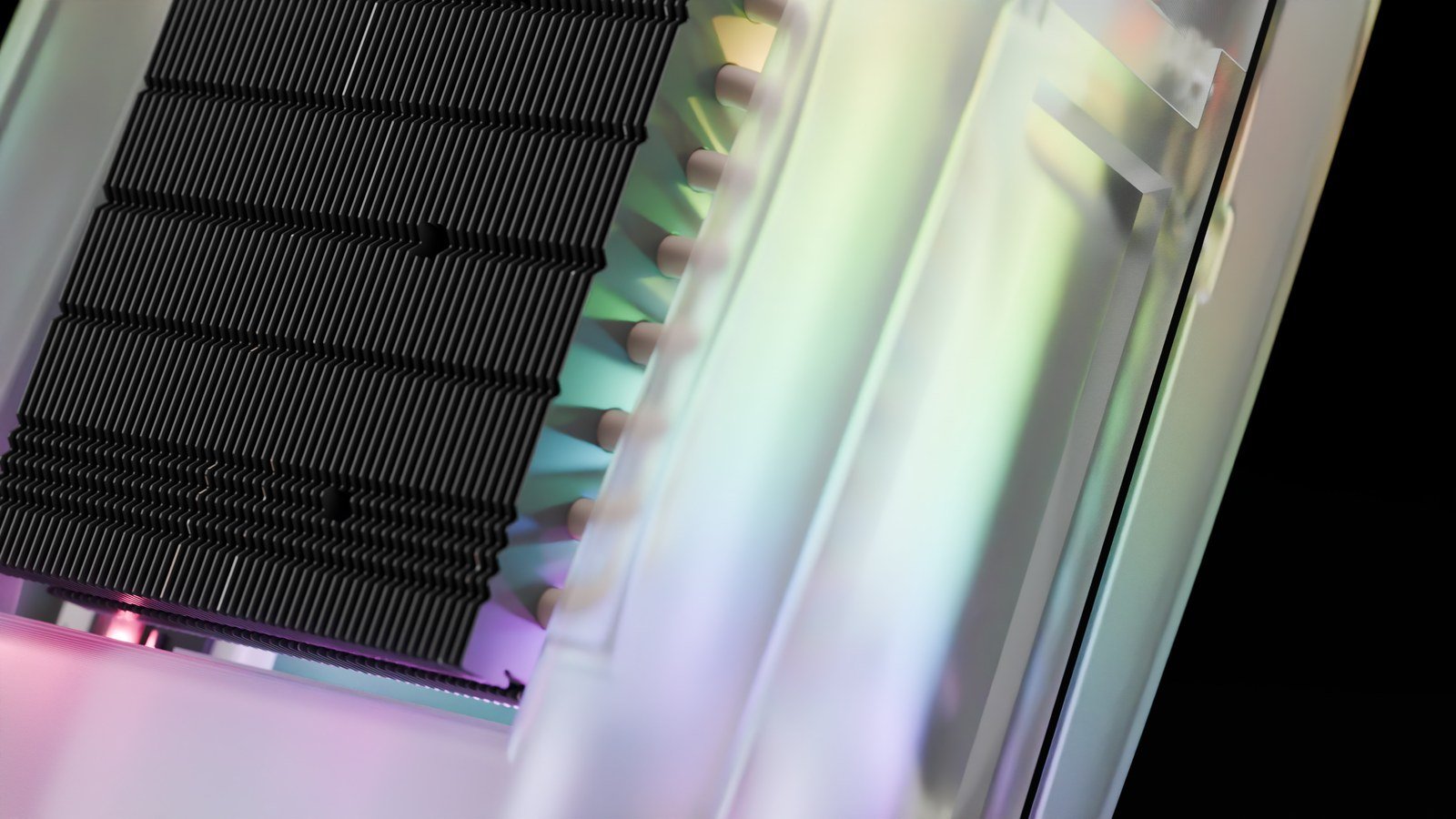 CAD-based close-up of a Rainbow on a Matchstick light board in the revised BC250 assembly.